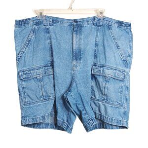 St. John’s Bay Denim Shorts Mens 48 B&T Medium Wash Cargo Pockets 100% Cotton